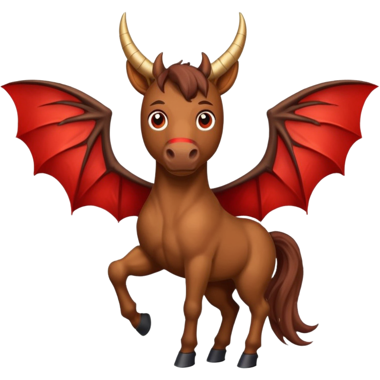 Horse with Horns and Red Bat Wings